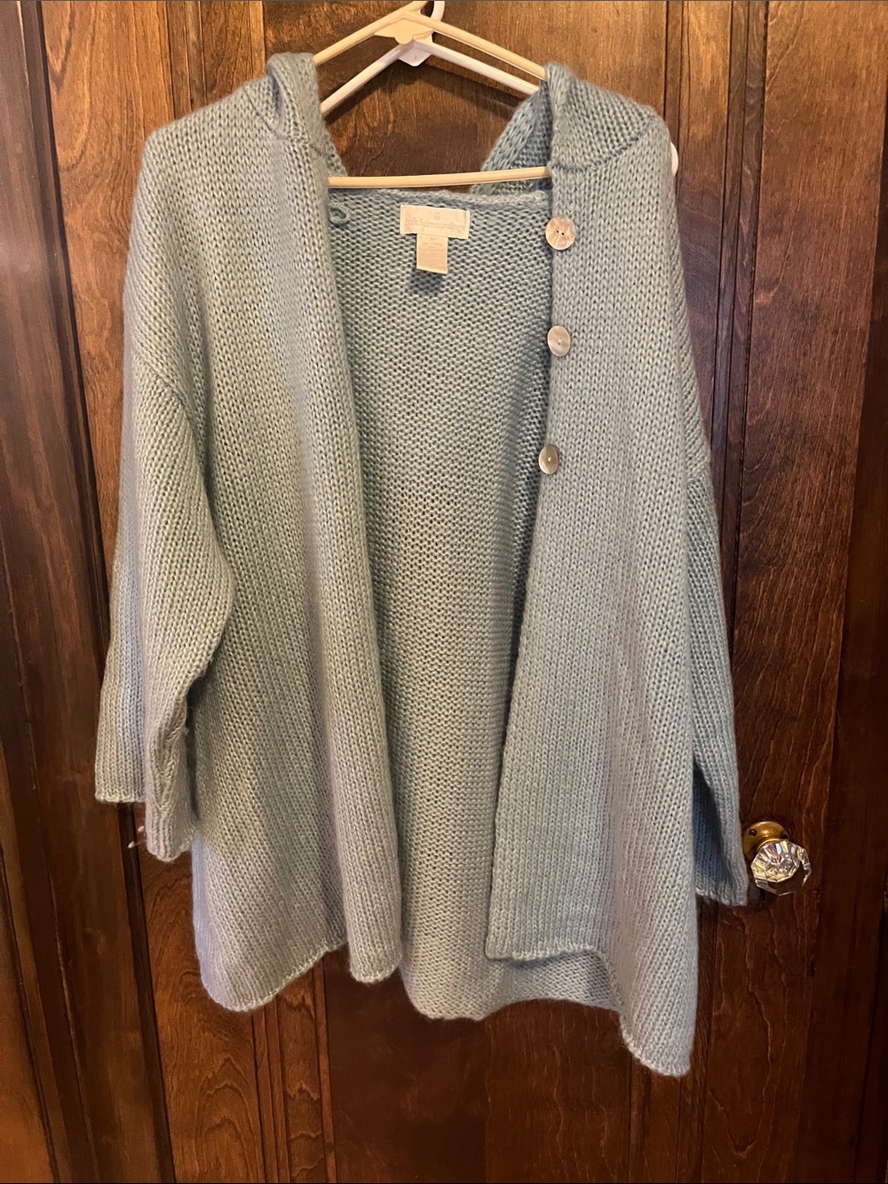 Anthropologie Cozy Light Blue Hooded Knit Cardigan Sweater